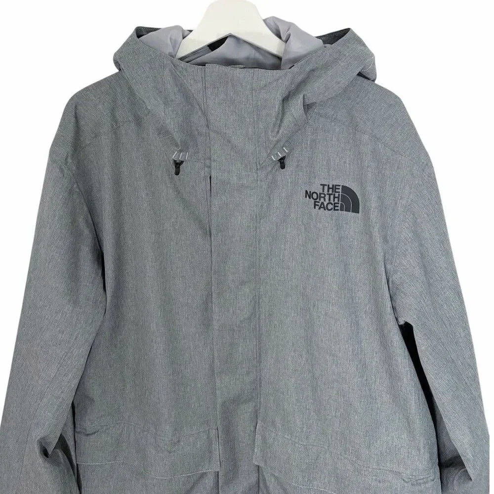 The North Face Mens Large Hooded Decent Jacket Gray Full Zip No Lining